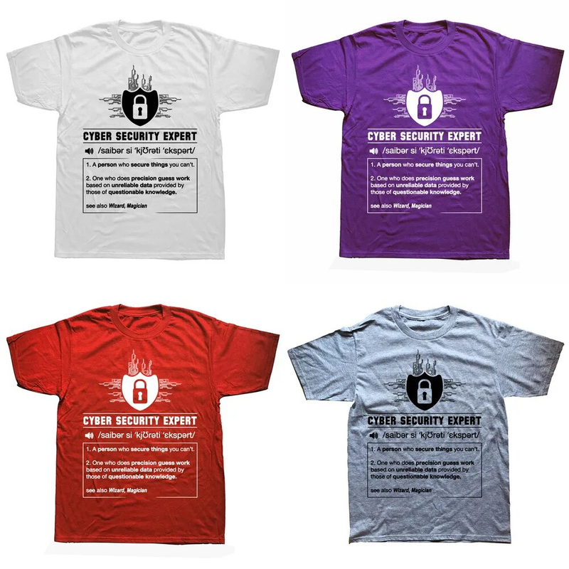 Funny Cyber Security Definition Programmer T Shirts Graphic Cotton Streetwear Short Sleeve O-Neck Haruku Cybersecurity_voghion.com