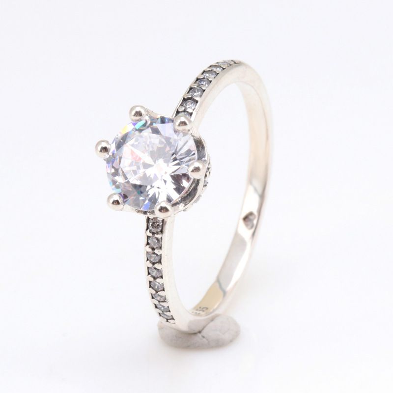 Women's Jewelry Crown Ring Ring White Copper Plated Silver Shining Crown Hollow Pair Ring Female Fashion_voghion.com
