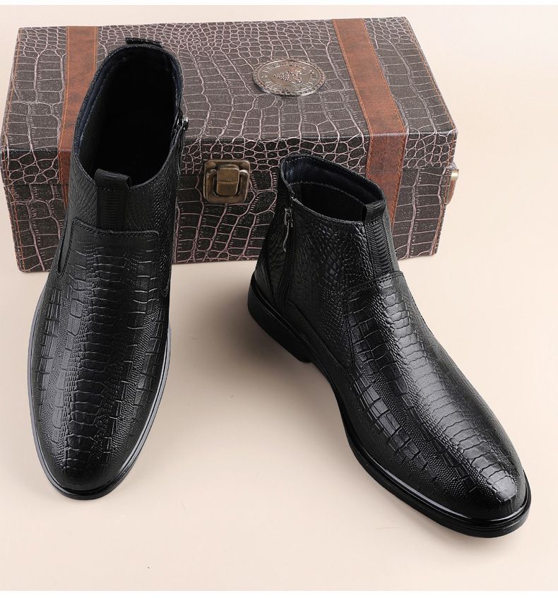 Lederstiefel, hochgeschnitten, mit Lederoberfläche, lässige Lederschuhe für Herren_voghion.com