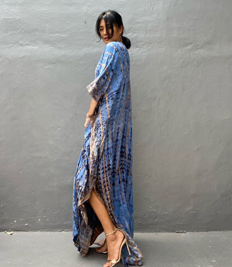 Robe de plage en rayonne pour femmes, tenue de vacances à fleurs teintes _voghion.com