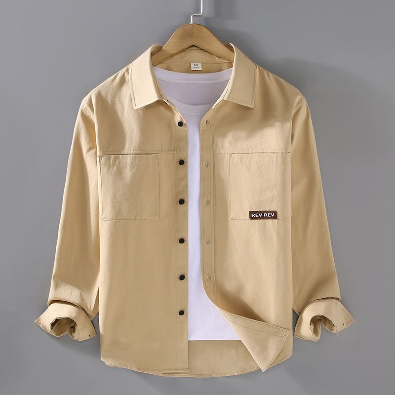 Herrenhemd aus reiner Baumwolle, Frühling und Herbst, lässiges Modedesign, japanisches Retro-Langarmhemd für Herren_voghion.com