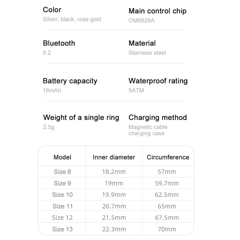 2025 Ultra-Thin Smart Ring – Sleep Tracking, Gesture Control & Fitness Tracker For Men & Women 5ATM Waterproof, Android/iPhone Compatible, Size 8_voghion.com