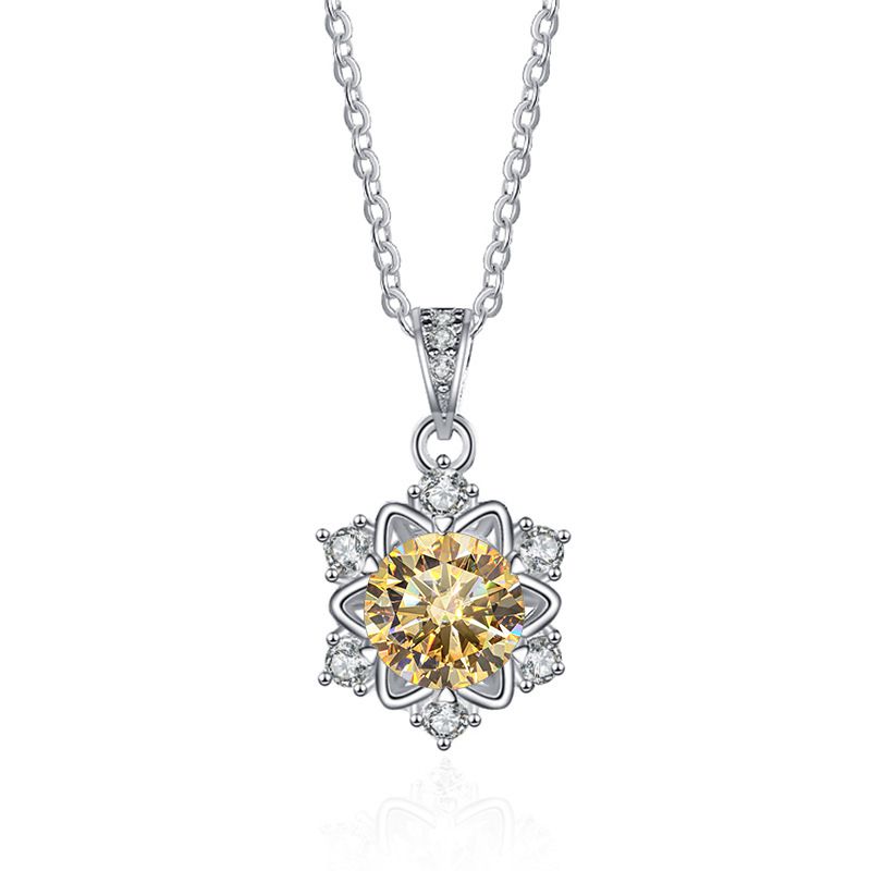 Tancise Silber Feine Halskette 1 Karat Moissanite Klassische Schneeflocke Anhänger für Frauen Hochzeit Modeschmuck Geschenke_voghion.com