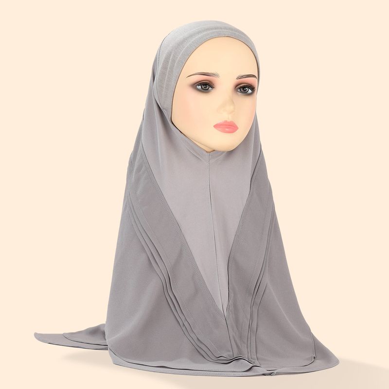 Lenço de cabeça plissado de camada dupla hijab feminino, chiffon de linho cristalino, três cores, chapéu feminino, xale confortável e respirável_voghion.com