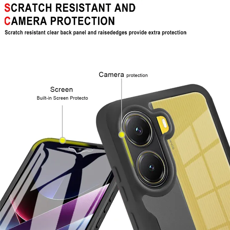 3IN1 360° Screen Protector Transparent HD Case For Note 14/13 Pro Plus 4/5G POCO X7 X6 F7 F6 M6 Plus 5G C75 C65 Phone Back Cover_voghion.com