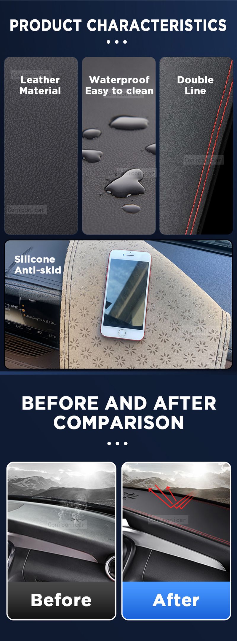 Dashboard Cover Mat Protective Pad For GEELY NEW COOLRAY 2023 2024 Car Accessories Dash Board Sunshade Anti-UV Carpet_voghion.com