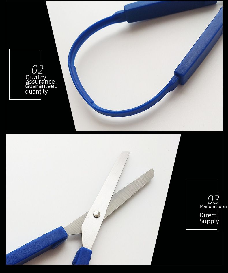 Manufacturers produce and sell 2CR#13 stainless steel student scissors ring elastic office scissors stationery elastic yarn scissors_voghion.com