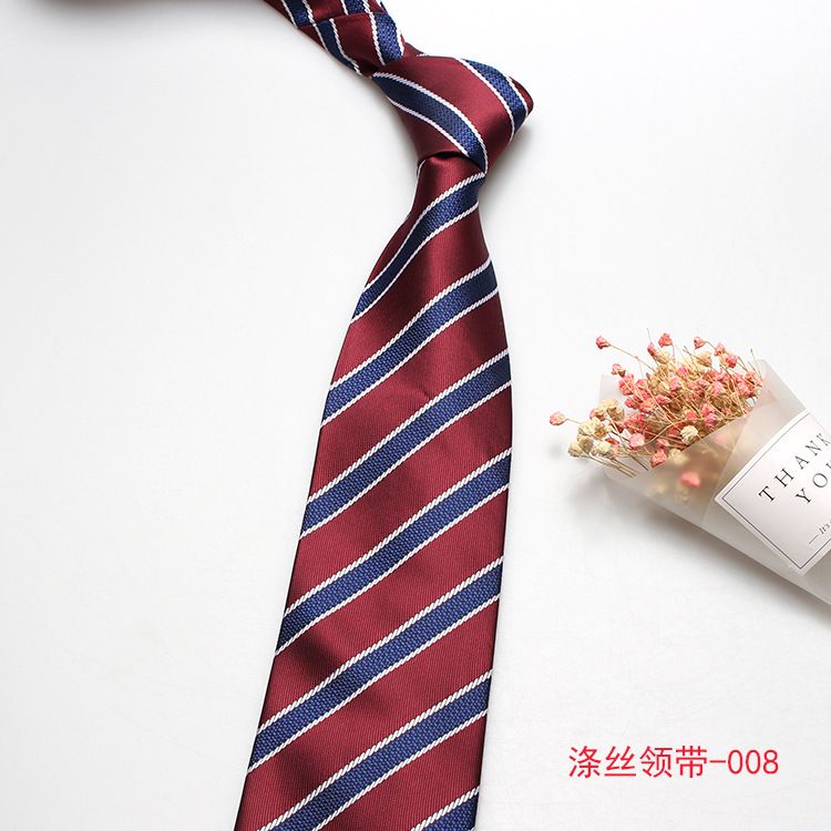 Shengzhou Direct Men's Trendy 8cm Business Formal Casual Work Striped Red Hand-Tied Tie_voghion.com