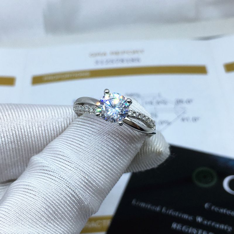 S Pure Silver Liu Shishi Same Four Claw Cross Ring, One Carat Mosang Stone Simulated Diamond Hearts And Eight Arrows_voghion.com