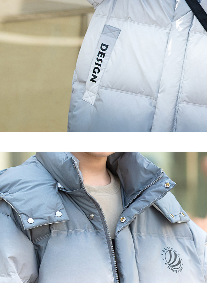 Dětská péřová bunda střední velikosti, dětský gradientní chlapecký středně dlouhý silný teplý zimní kabát_voghion.com