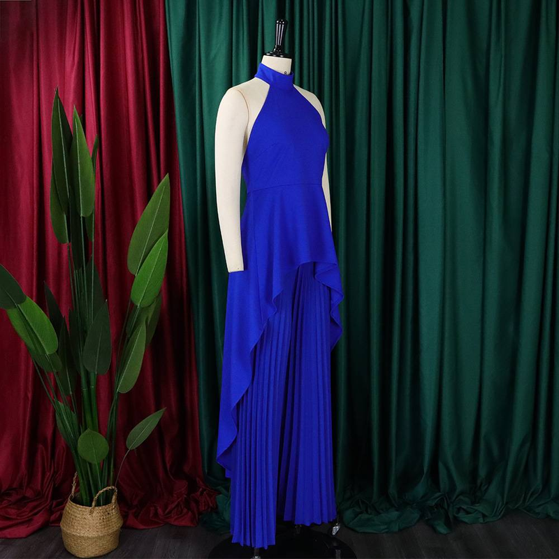 Elegant Tow Piece Set Dam Outfit 2025 Rygglös Topp Hundra Plisserade Vida Ben Byxor Byxkostym Sommar Kontorsdamkostym_voghion.com