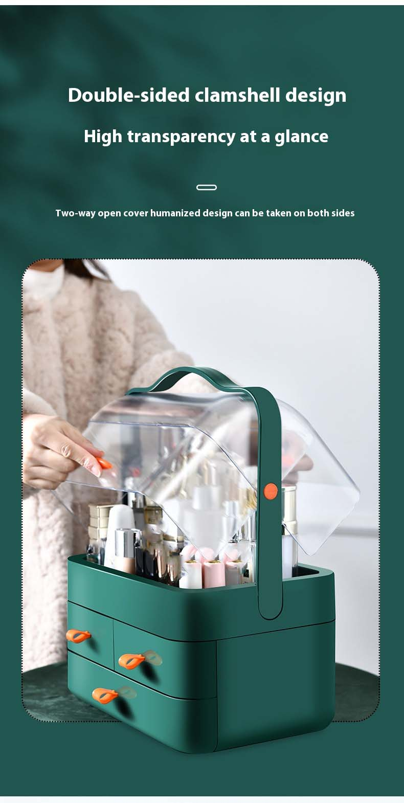 Kosmetik Organizer Desktop Make-up Späicherkëscht mat Tiräng fir Hautpfleegmasken Lippenstift Bijouen_voghion.com