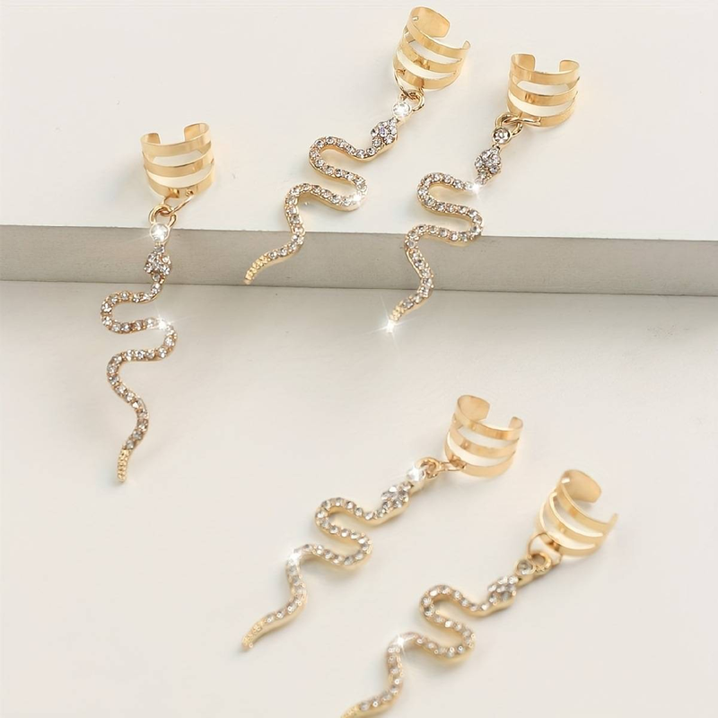 5 pezzi di accessori fai da te per parrucche con dreadlock, i più venduti in Europa e in America, fermagli per capelli con treccia di strass a forma di serpente punk_voghion.com