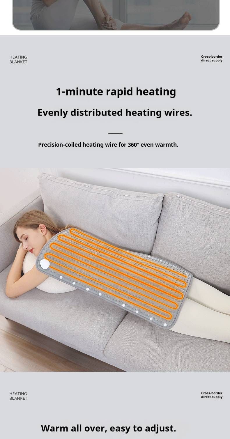 Coperta riscaldante terapeutica – Regolabile su 9 livelli, design con bottoni automatici, tessuto in pile di cristallo (220 V, 130 W, alimentazione CA, certificazione CE)_voghion.com