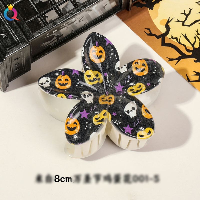Multiple Pattern And Color Options For Halloween Pumpkin Skull Witch UV Print Frangipani Clip Girls Headdress_voghion.com