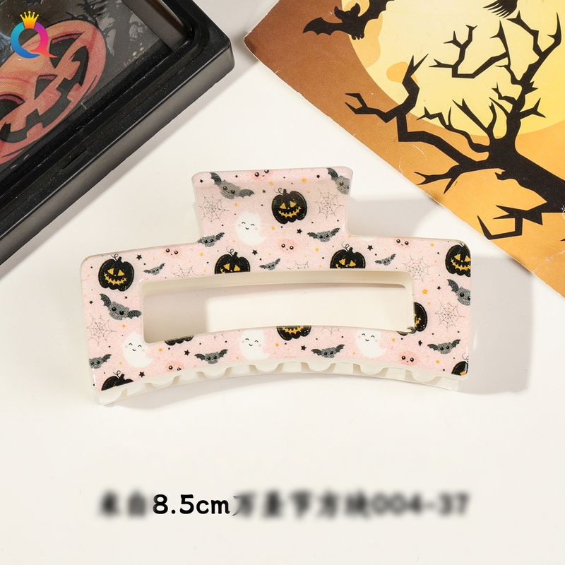 Mehrere Muster und Farben zur Auswahl. Halloween-Kürbis-Totenkopf-Hexe, 8,5–10,5 cm, UV-Druck, quadratischer Clip, Kopfschmuck für Mädchen_voghion.com