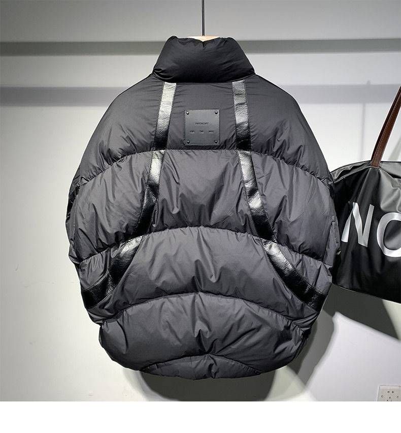 Men's Clothing 2025 Autumn And Winter Trendy Brand Personality Stand Collar Splicing Triangle Logo Thickened Trendy Youth Warm Cotton Jacket_voghion.com