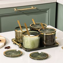Barattoli in acrilico con coperchio, cucchiaio e vassoio, barattoli in plastica trasparente, set da 3, set di spezie da cucina, possono contenere sale e peperoncino_voghion.com