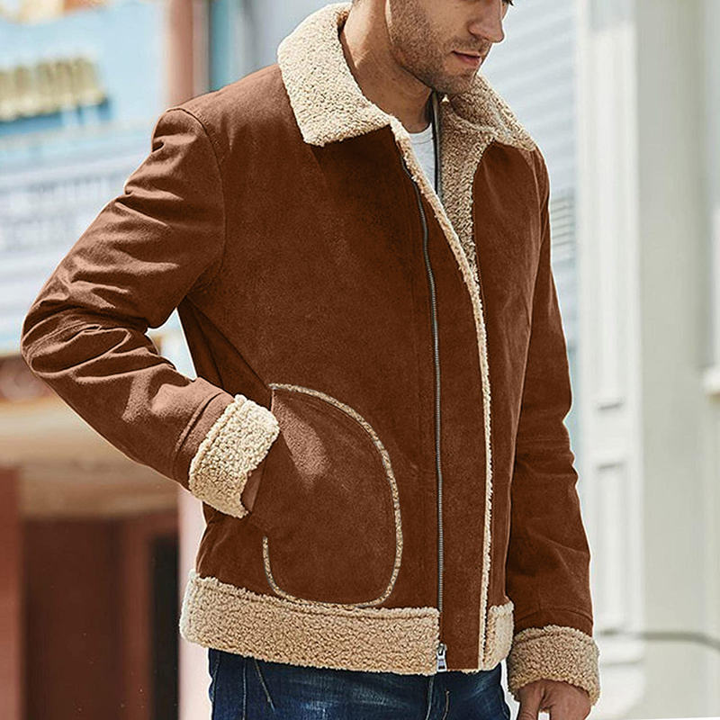men's large size frosted velvet composite coat thick coat fur integrated_voghion.com