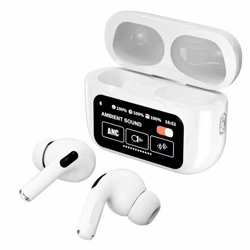 O Mais Novo A9 Pro viedais skārienekrāns Bluetooth Fone De Ouvido ANC Cancellando Ruído De Fones Sem Fio Com Visor LCD_voghion.com