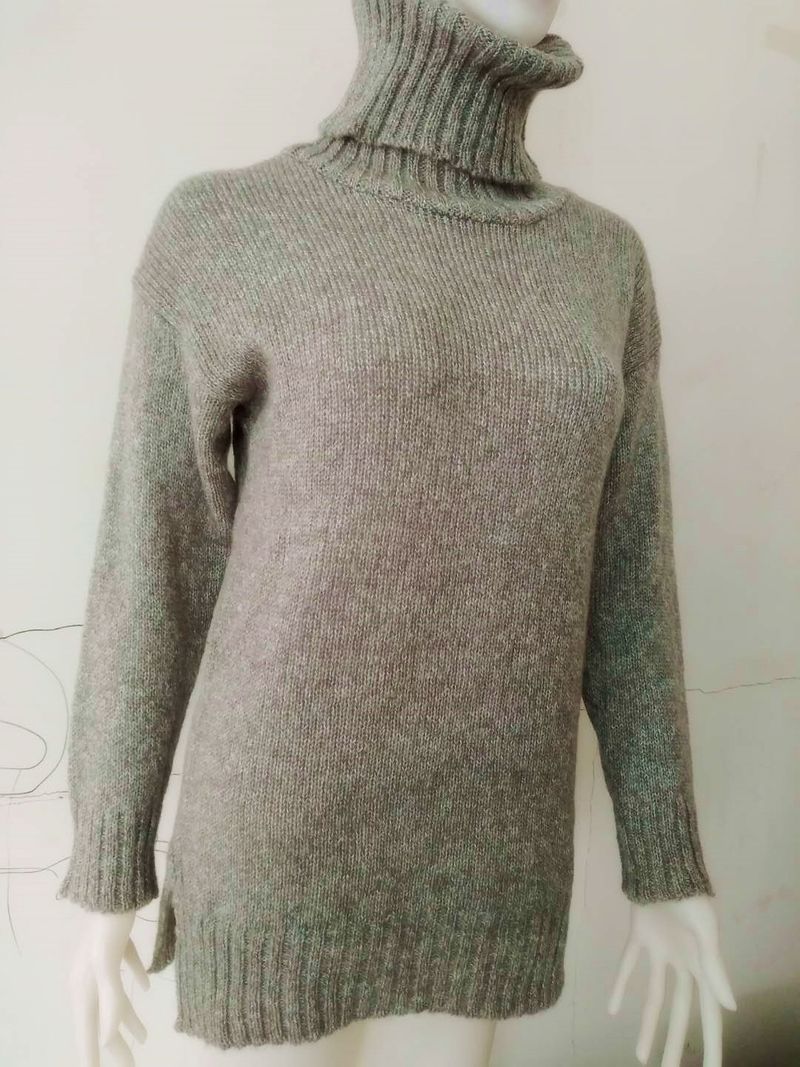 2024 Gestrickter Damen-Herbst-/Winter-Mode OL Commuter Mohair Warm Kurzarm-Pullover mit hohem Kragen_voghion.com