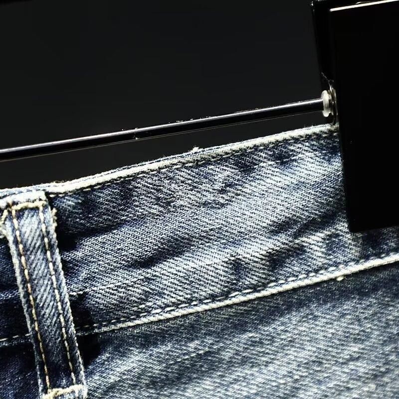Men's Casual Denim Shorts - Style Loose Fit Summer Shorts With Stretch, Washed & Non-Iron, Mid Waist, Straight Leg (Dark Blue)_voghion.com
