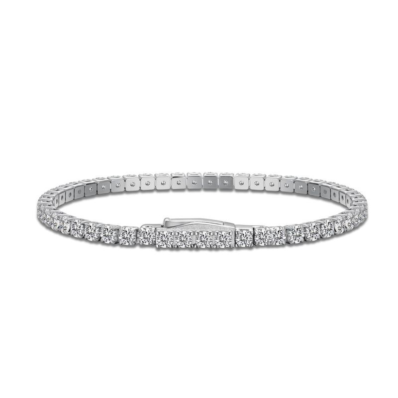 Bracciale tennis di lusso di alta qualità con chiusura nascosta in argento puro Linglang S con diamanti per donna, intarsiato con zirconi_voghion.com