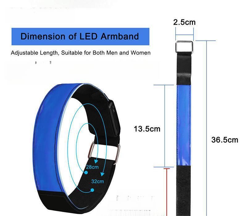 Braccialetto luminoso a LED ricaricabile tramite USB, luce di avvertimento notturna, attrezzatura riflettente per la corsa_voghion.com