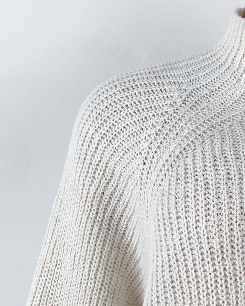 Women's Clothing Oversized Knit Sweater Dress With Drop Shoulder Sleeves & Mock Neck - Soft & Warm Longline Pullover Tunic For Casual & Office Wear_voghion.com