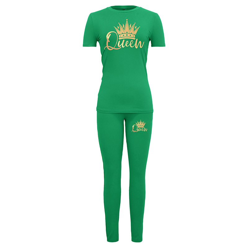 Vêtements pour femmes printemps et été nouveaux T-shirts de sport à manches courtes leggings costumes décontractés à la mode_voghion.com