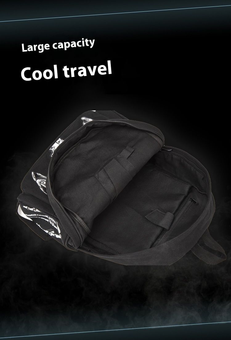 New Canvas Bag Halloween Funny Skull Backpack Hooded Personalized Printed Backpack_voghion.com