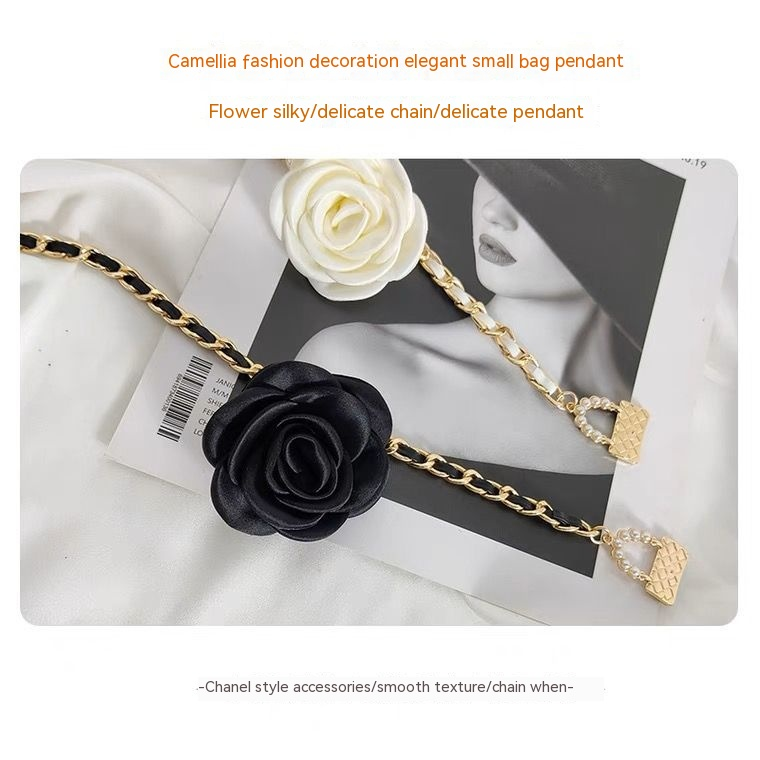 Camellia Blossom Waist Chain 2023 New Flower Chain Accessories Women's Belt Decoration with Dress Jeans Chain _voghion.com