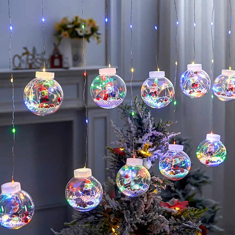 Guirnalda de luces LED con forma de bola, Papá Noel, adornos navideños para el hogar, adornos para el árbol de Navidad, Año Nuevo 2023, Navidad_voghion.com