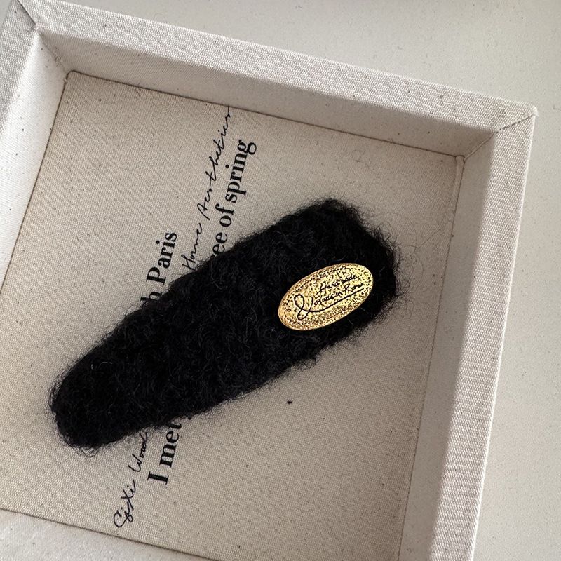 Korean Style Autumn And Winter Wool Gold Standard Oval Rectangular Hairpin Sweet All-match Bangs Side Clip New Hair_voghion.com