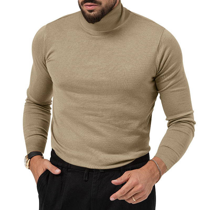Hochelastischer Rollkragenpullover aus gestricktem Kaschmir für Herren mit dicker, warmer Unterwolle_voghion.com
