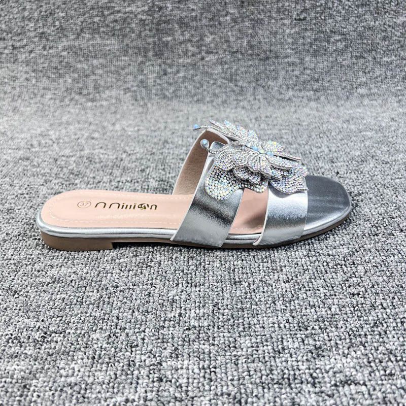 Chaussons pour femmes, ballerines pour femmes, chaussures plates, surface diamantée, extérieur, sans lacet, mode, pantoufles pour femmes Huidong, usine_voghion.com