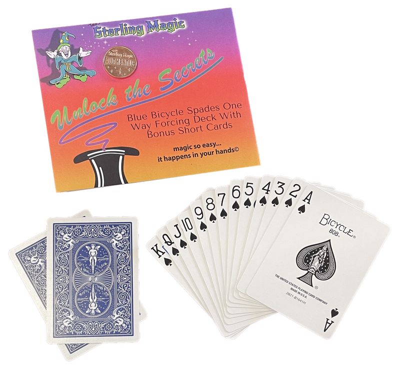 Ted's Sterling Magic Bicycle One Way Force Deck Trick Kit with Bonus Short Cards_voghion.com