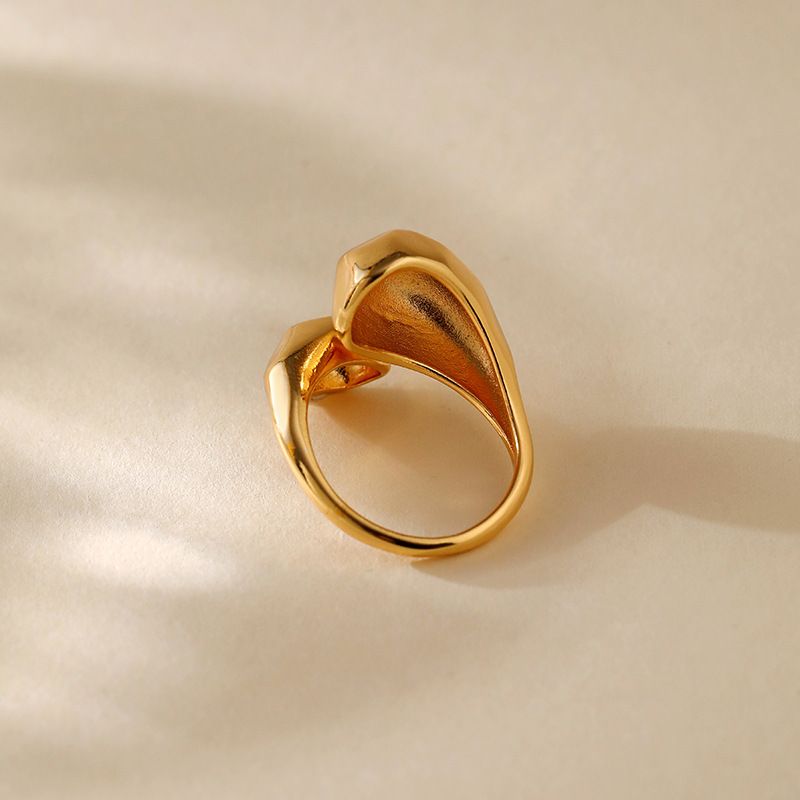 Heavy metal color preserving love ring copper plated with K real gold stacking fashion irregular texture retro ring_voghion.com