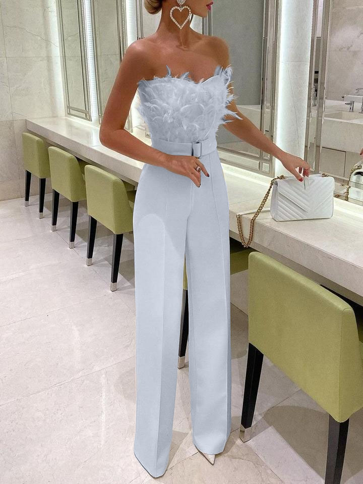 Forår og sommer Europæisk og amerikansk fjerrørtop Sexet mode jumpsuit_voghion.com