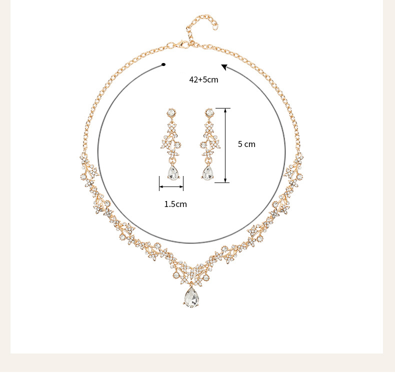 Orecchini con collana a grappolo e foglie, set da sposa con pendente a goccia in zirconi AAA, set di gioielli con fiori scintillanti per matrimoni, eventi, feste_voghion.com