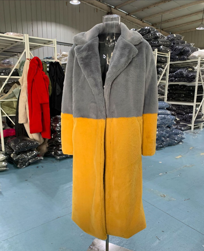 Abbigliamento da donna Cappotto invernale in pelliccia di visone sciolto e velluto, con giunture di media lunghezza, collo in pelliccia, cappotto da donna_voghion.com