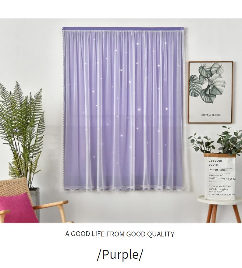 Star Cutout Blackout Curtains - No Drill Magic Tape Self-Adhesive Window Treatment (Lace Trim Light Filtering Easy Install 52x84 Inch)_voghion.com