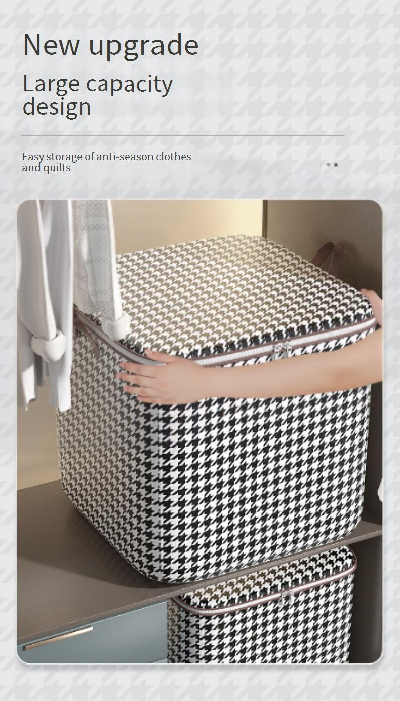 Scatola portaoggetti pieghevole pied de poule - Borsa portaoggetti antipolvere e antiumidità di grande capacità per uso domestico_voghion.com