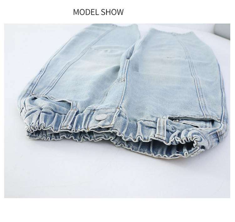 Vaqueros desgastados con cintura elástica para niñas (120-170 cm) - Cómodos vaqueros de pierna ancha para niñas (120-170 cm) - Ropa de calle de moda para primavera y otoño_voghion.com