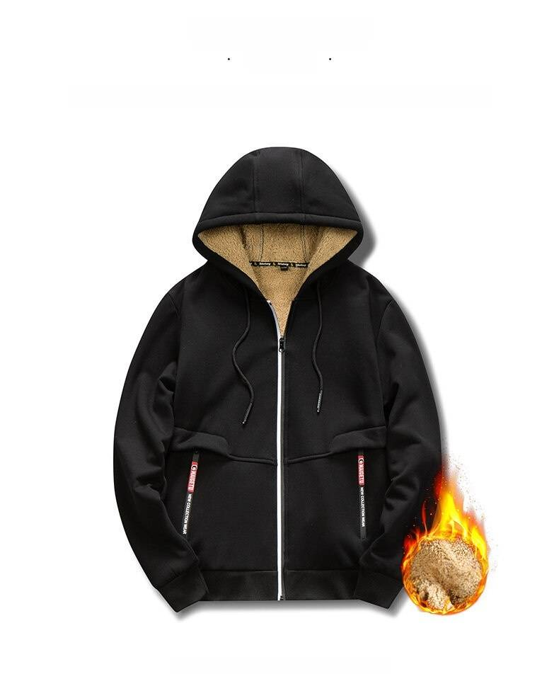 A Trendy Men's Winter Hooded Sweatshirt Is Stylish And Versatile. It's A Loose, Fleece And Thickened Warm Jacket_voghion.com