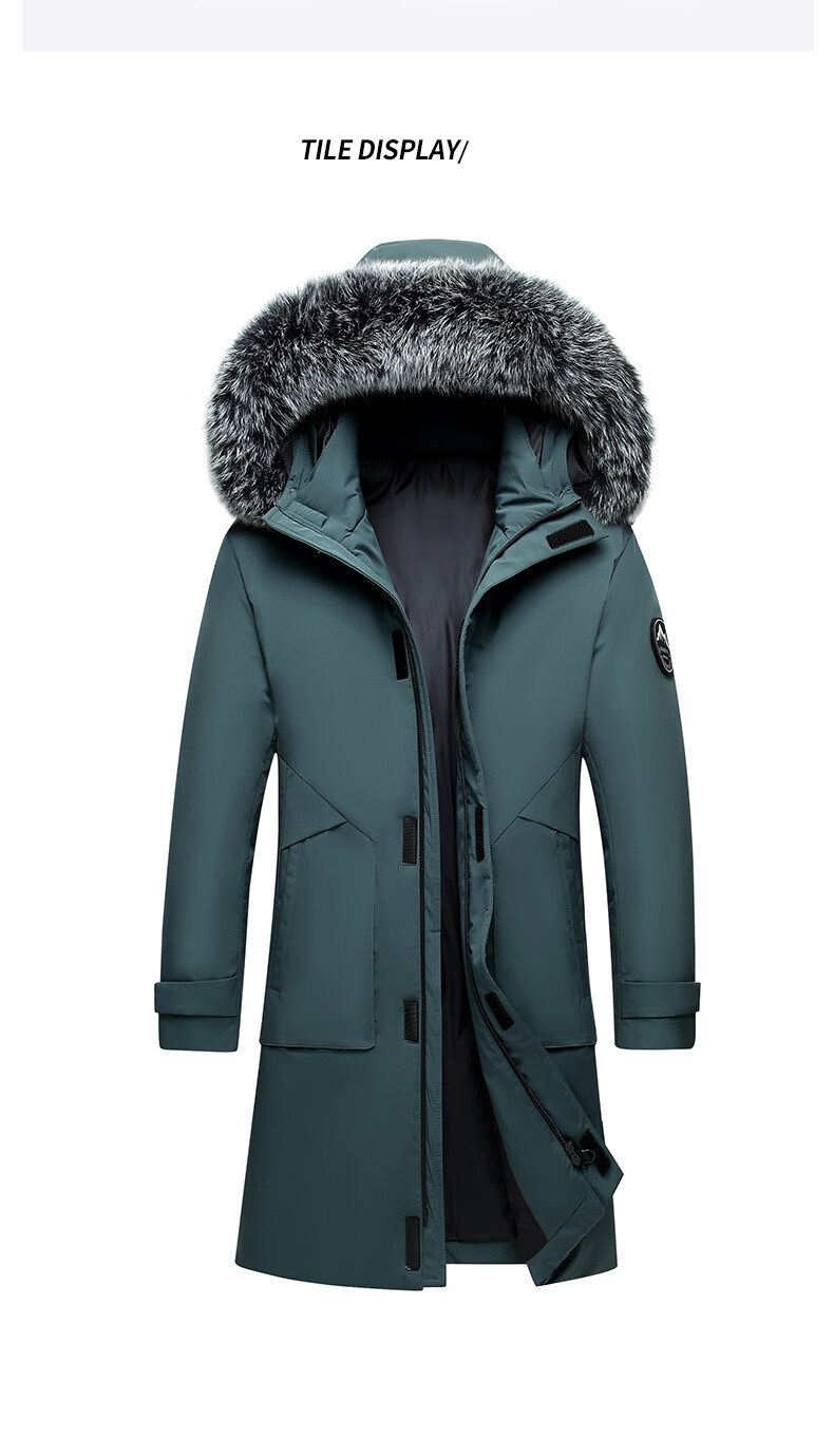 Men's Winter Hooded Down Jacket, Thickened Long Coat With Fur Trim, Warm Lightweight Puffer Coat For Cold Weather, Fashionable Urban Style_voghion.com