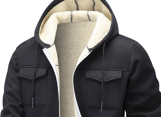 Herren-Kapuzenpullover mit Fleecefutter – Übergroßer Sherpa-Pullover mit Kängurutasche_voghion.com