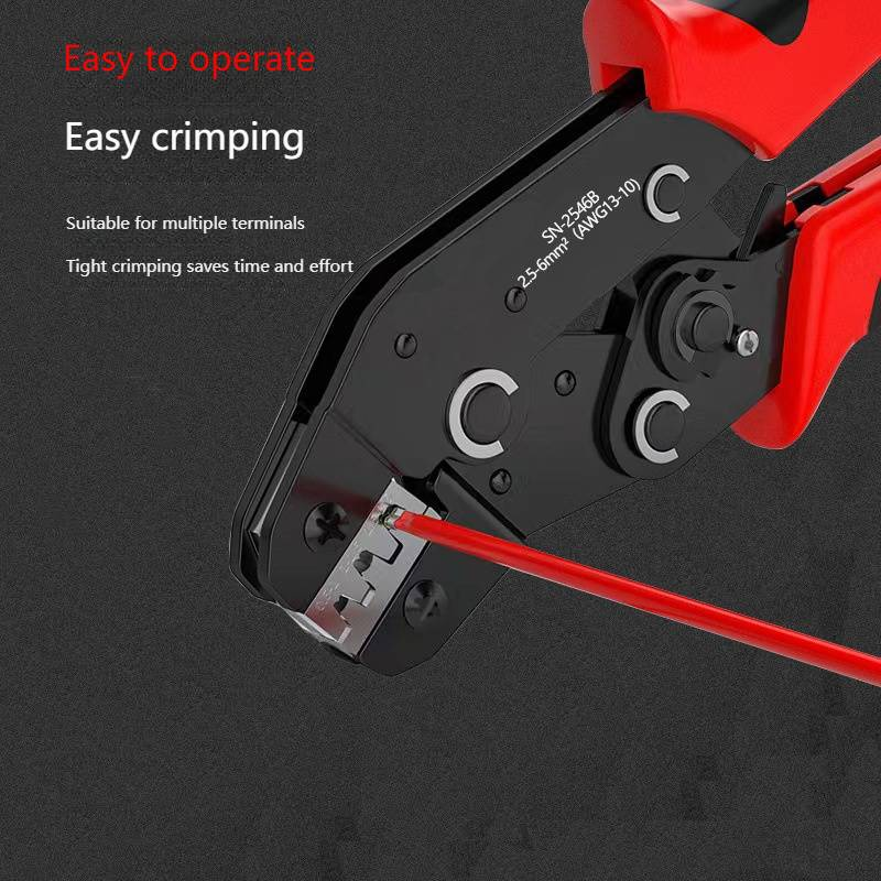 Professional Ratcheting Crimping Tool For Electrical Wiring - High Carbon Steel Jaws, Ergonomic Handle For Copper Terminal Connectors_voghion.com