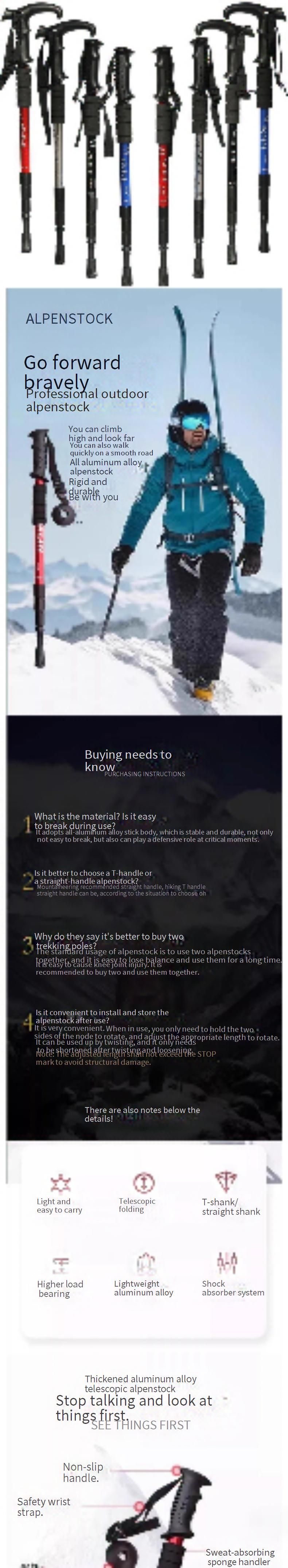 Ultra Light And Short Trekking Pole Outdoor Telescopic Folding Cane Hiking Crutch Stick Walking Equipment_voghion.com