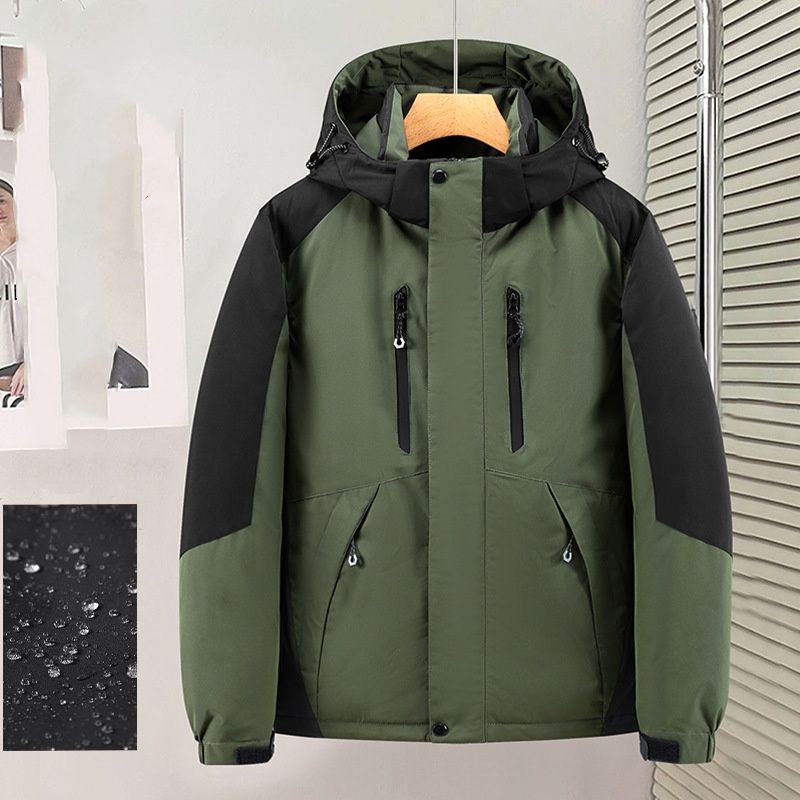 Chaqueta impermeable de invierno para hombre con capucha desmontable | Relleno de algodón grueso | Exterior de 95 % poliéster | Estilo urbano y de trekking (L-4XL) en gris/negro/oliva_voghion.com